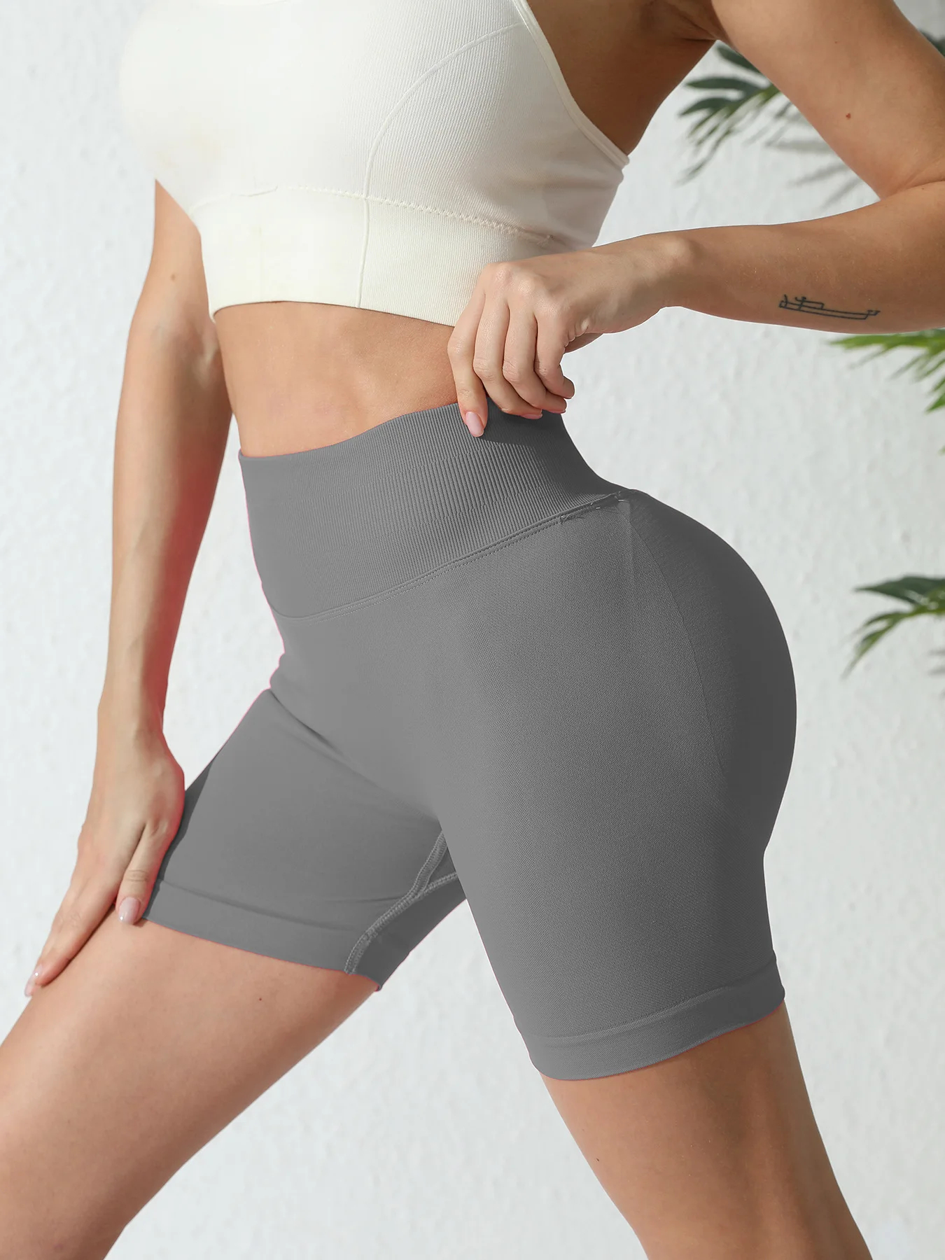 Zomer yogashorts met hoge taille voor dames Modieuze en sexy hardloopfitnessbroeken Effen kleur yoga-leggings Elastische panty's