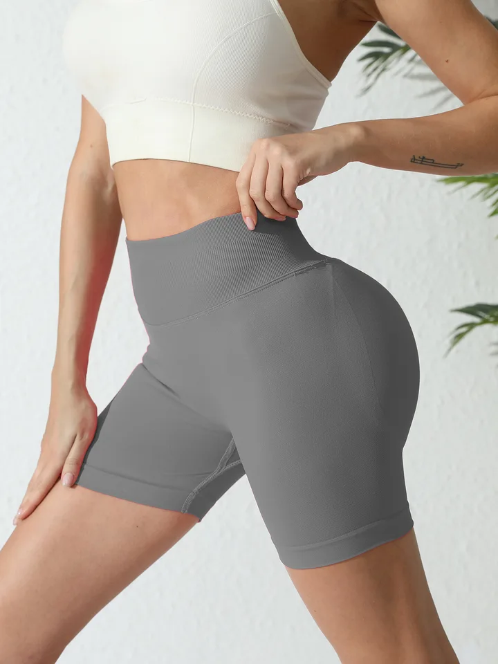 Summer High Waisted Yoga Shorts for Women Fashionable and Sexy Running Fitness Pants Solid Color Yoga Leggings Elastic Tights, image 7