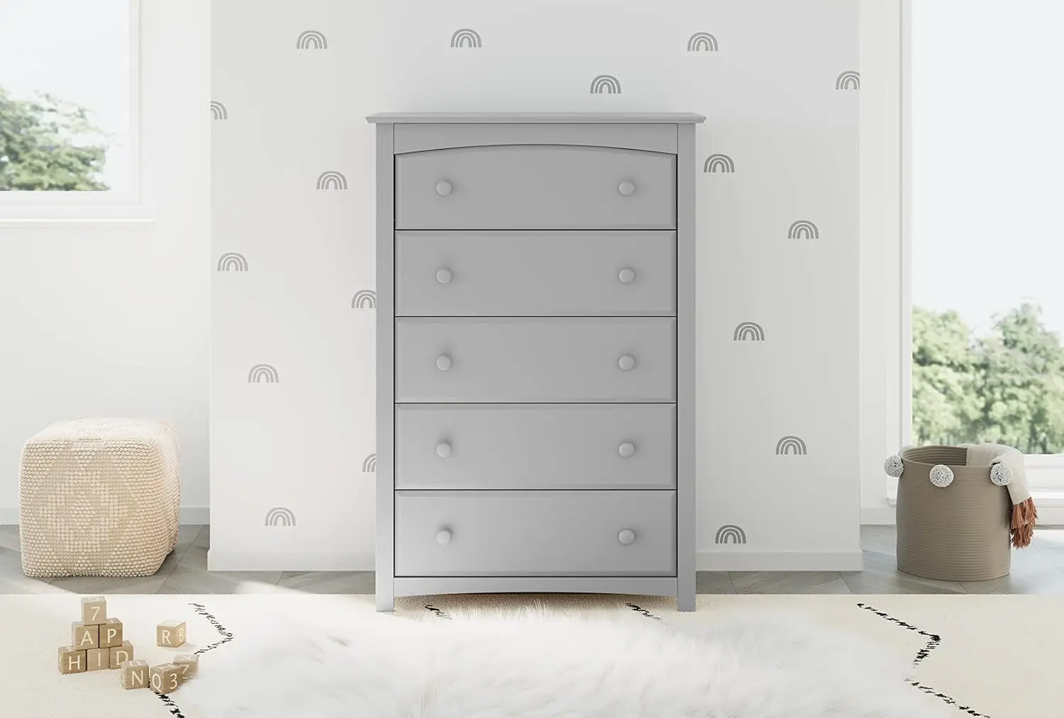 5 Drawer Dresser (Pebble Gray) – Dresser for Kids Bedroom, Nursery Dresser Organizer, Chest of Drawers