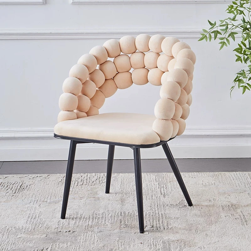 Nordic Living Room Chair,Bedroom Dressing Stool,Flannel Backrest Chair,Creative Dining Chair,Modern Leisure Seat,Home Furniture