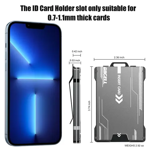 पुरुषों के लिए मिनिमलिस्ट वॉलेट - पतला एल्युमीनियम मेटल मनी क्लिप वॉलेट, क्लियर ID कार्ड होल्डर के साथ, RFID ब्लॉकिंग, 15 कार्ड रख सकता है 10 best sales पुरुषों का कार्ड धारक - №10