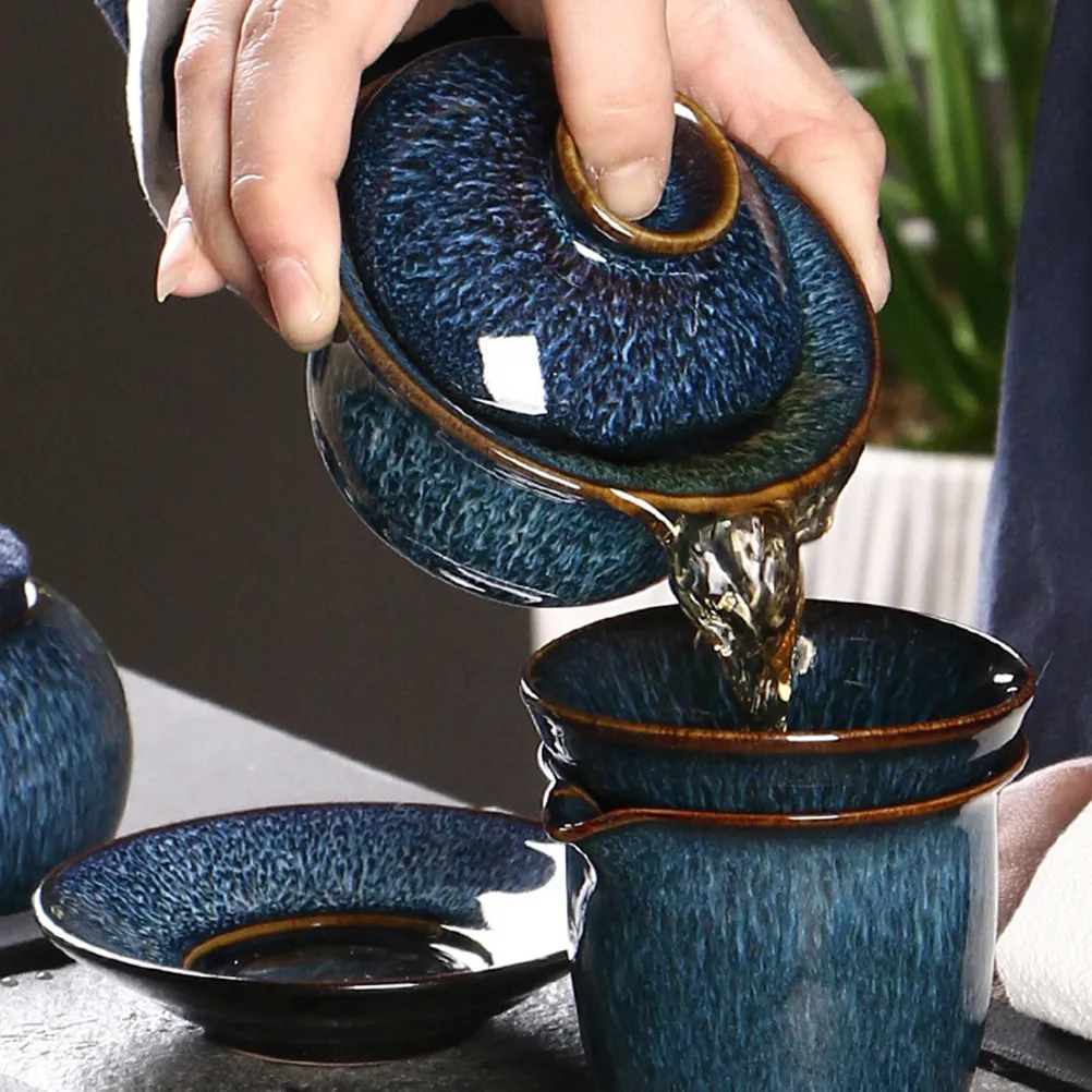 

Набор из 1 предмета: винтажная керамическая чайная чашка-террина в китайском стиле для дома, офиса, путешествий, ретро-стиль, термостойкая, с защитой от ожогов, декоративная