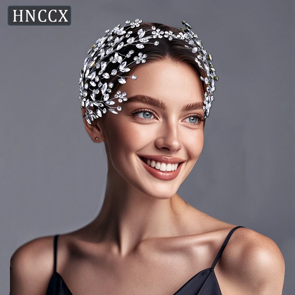 Hnccx cabeça de noiva argola luxuosa strass casamento bandana jóias de cabelo artesanal dama de honra festa headpieces acessórios cp794