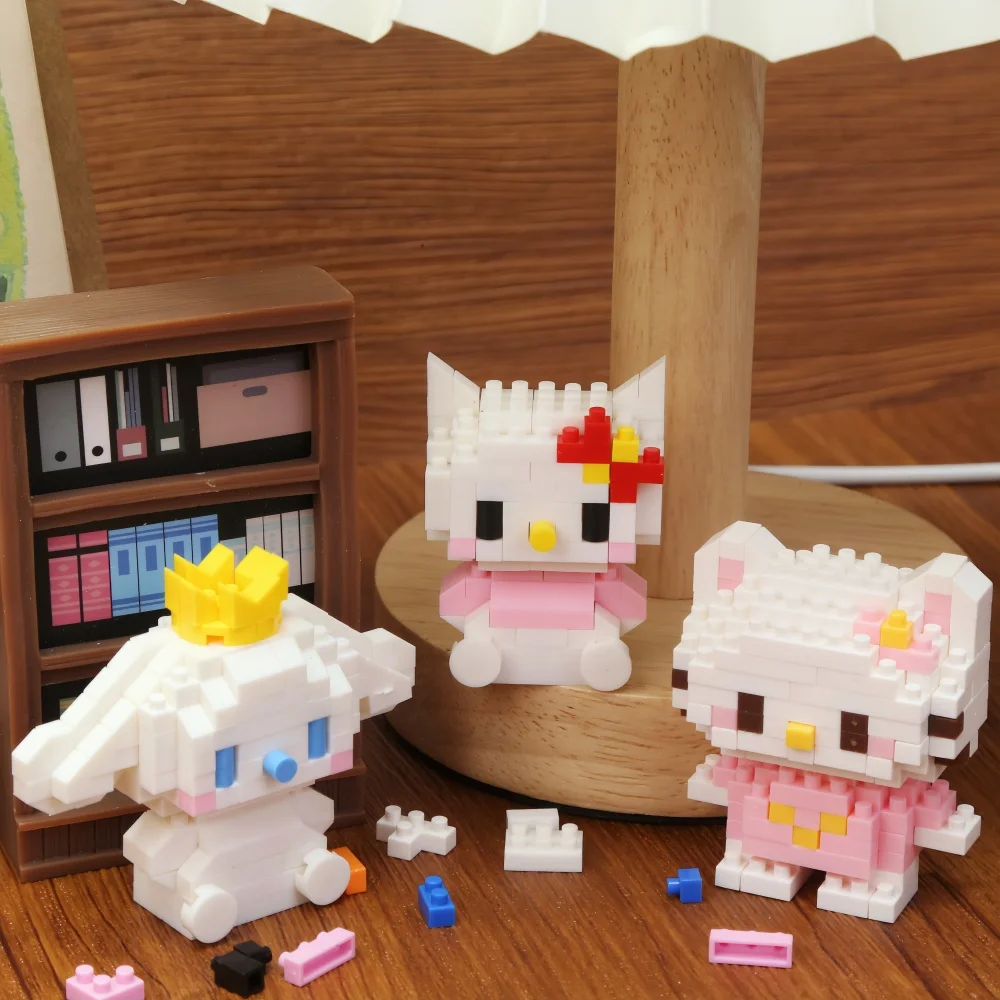 Sanrio Bausteine Kuromi Micro Hello Kitty Kleinteilige Zusammengesetzte Bausteine Cinnamoroll Spielzeug DIY Bausteine – Detail 4