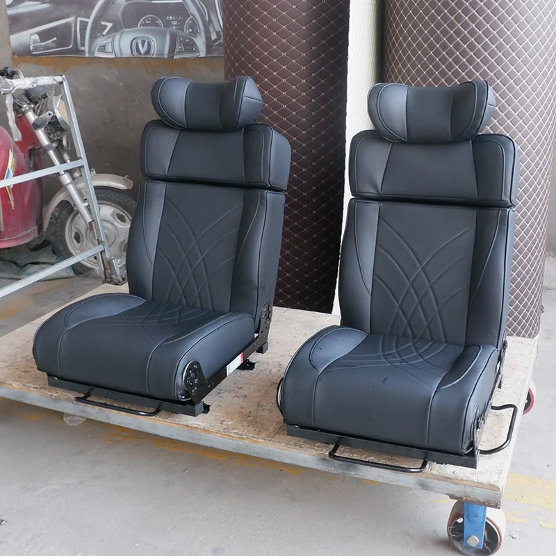 Custom Single Seat RV Rock Roll Bed One Person Folding Campervan with Leather Interior Caravan Camper Van Car Seats