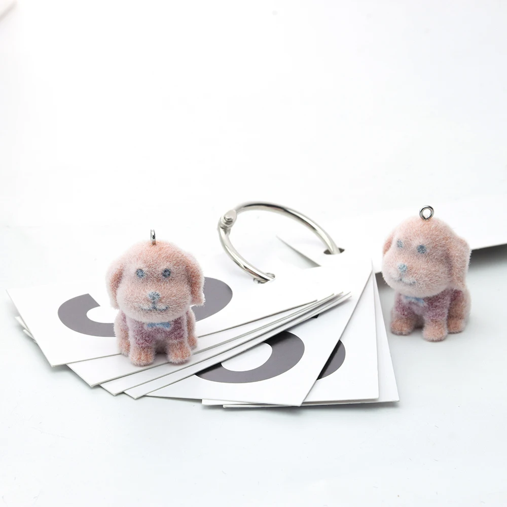 20PCS Resin Flocking yellow Dog Charms Plush Animal Doll Pendant for Necklace Keychain Making DIY Jewelry Accessories Wholesale