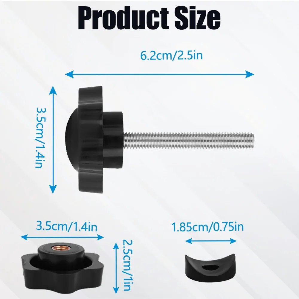 2 /4 Sets T Bolt with Threaded Arm Adjustment Knobs and Washers for Rolling Walkers Replacement Parts M6 Track Bolt Set - view 6
