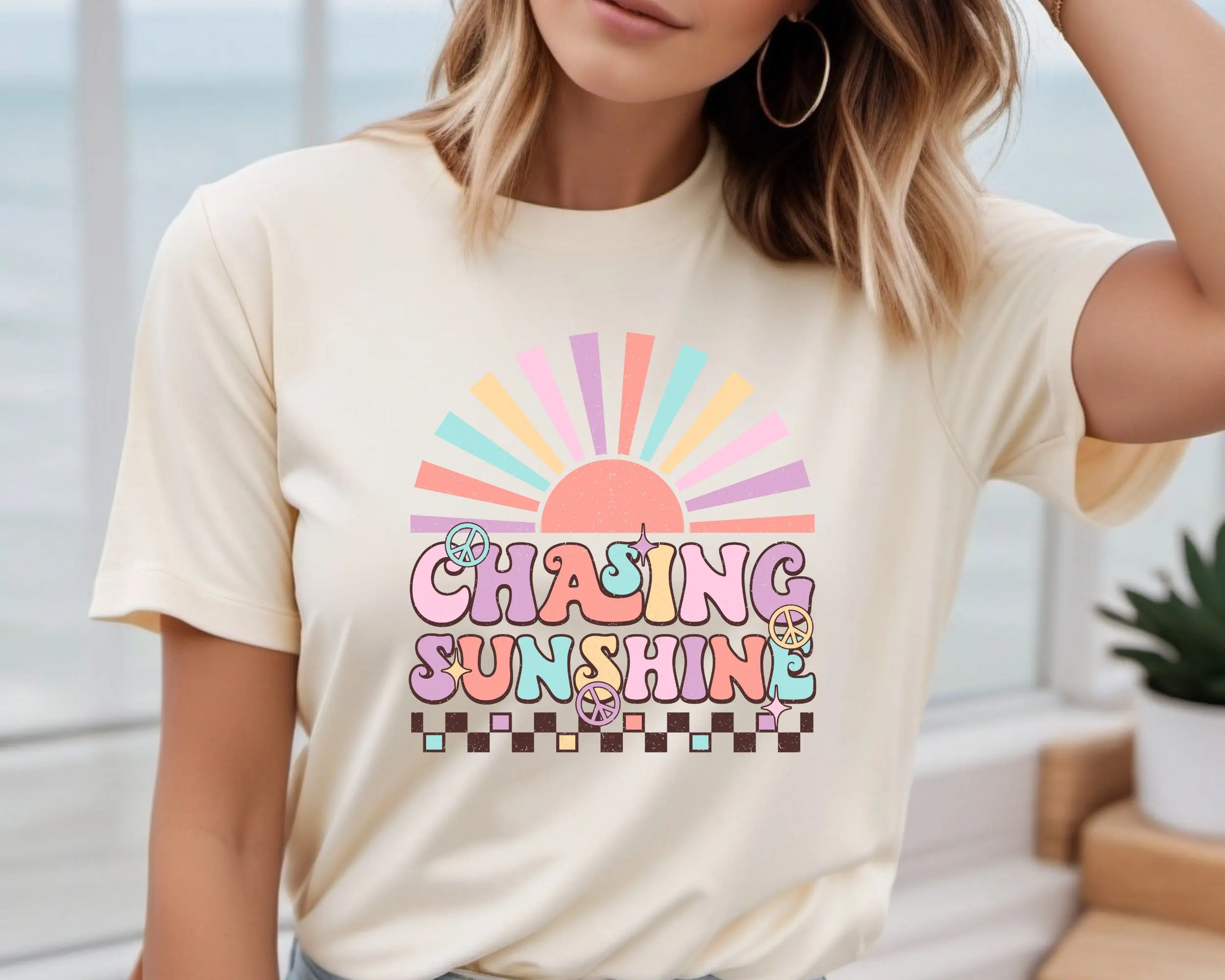 Sunshine T Shirt Chasing Retro Sun Rays Beachy Vibes Summer Time Outfit