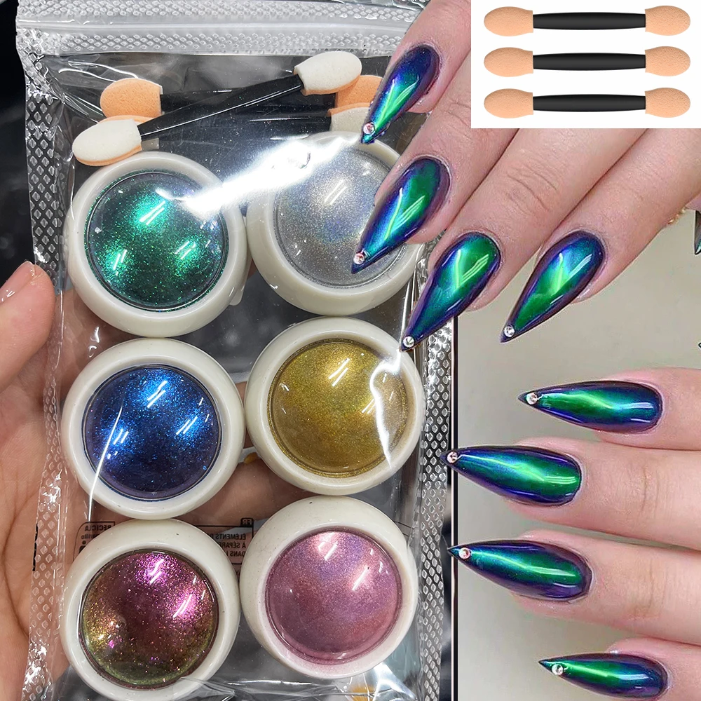 

1 комплект, голографический хамелеон, хромированный блеск для ногтей, блестящий опаловый порошок русалки, мелкий пигмент, пыль, принадлежности для ногтей «сделай сам», зеркальный порошок Авроры