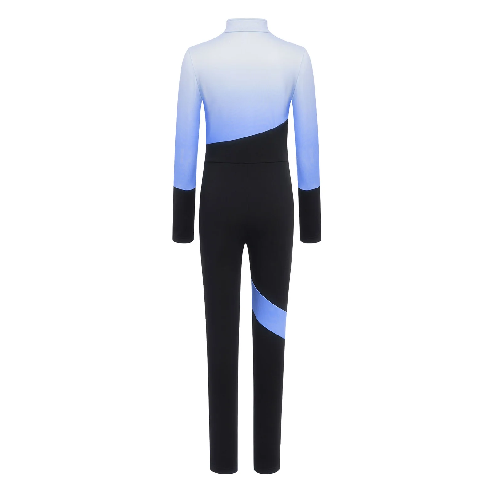 Crianças meninos meninas patinação artística macacão gola manga longa brilhante strass floco de neve cor bloco zíper bodysuit macacão