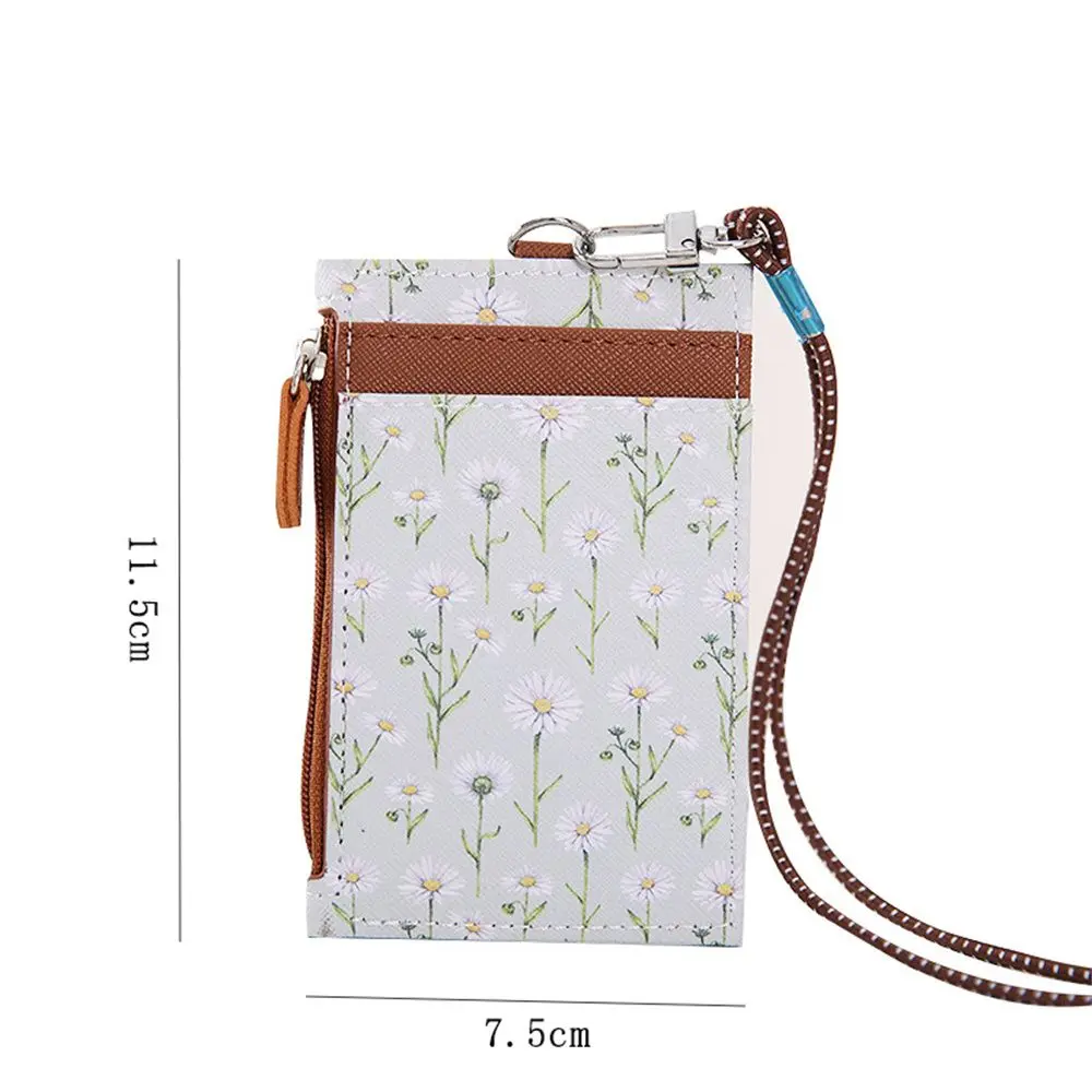 Women Meal Card Cover ID Bus Card Money Pocket Case Holders Coin Purse Zipper Bag Wallet With Lanyard