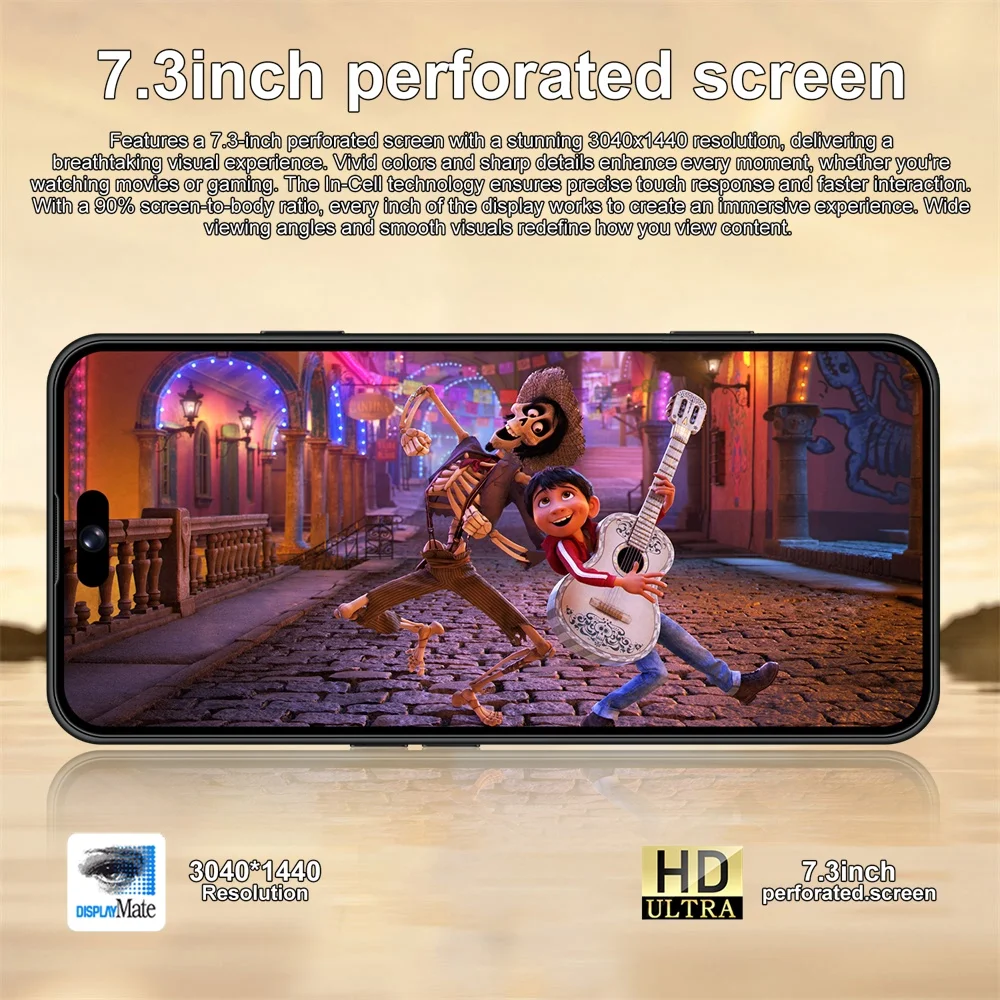 K-Touch Smartphone 5G für 17 Pro Max, 7,3-Zoll-Vollbild-Display, 5G-Mobiltelefon mit Dual-SIM-Funktion, Android-Smartphone, 16+48-MP-Kamera, Gesichtserkennung, entsperrt, 7800-mAh-Akku, Mobiltelefone. – Detail 6