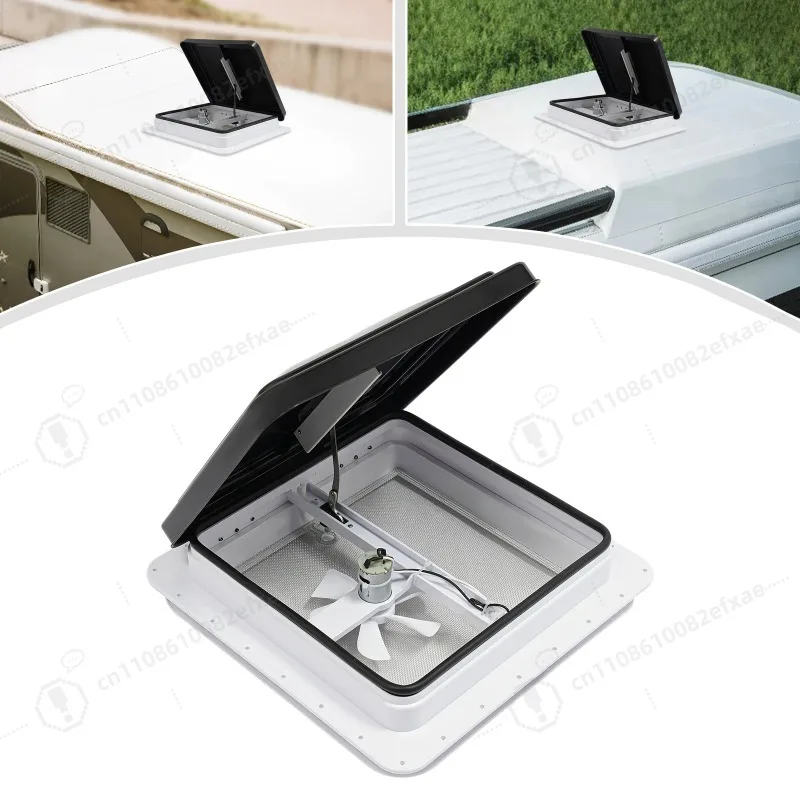 420x420mm RV Roof Vent Skylight Square Caravan Roof Vent Push-pull Window Camper Motorhome Ventilation Exhaust Fan w/ Insect Net