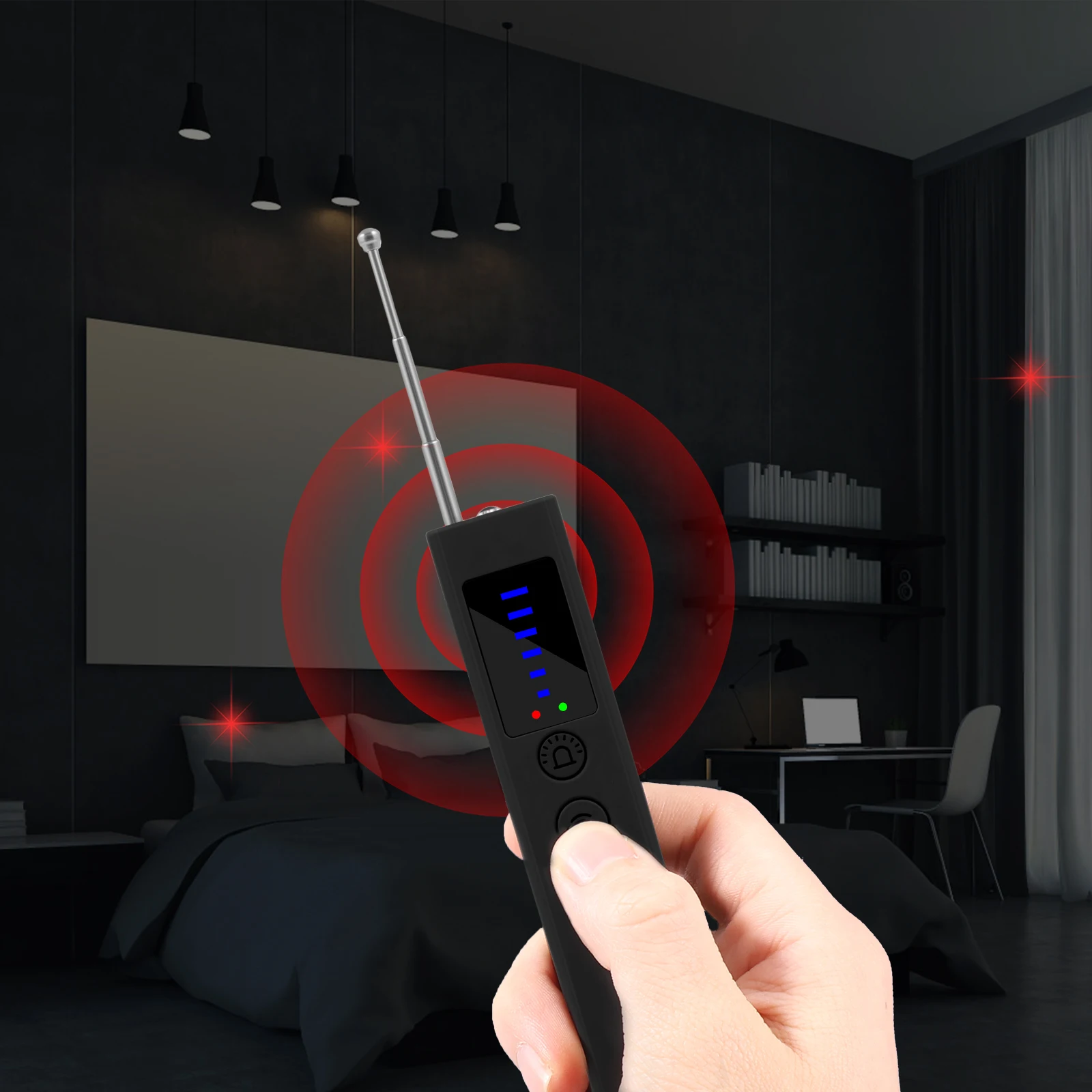 

Wireless signal scanner, camera detector 5 Levels Sensitivity Portable for GPS Locator Tracker Listening Devices for Hotel