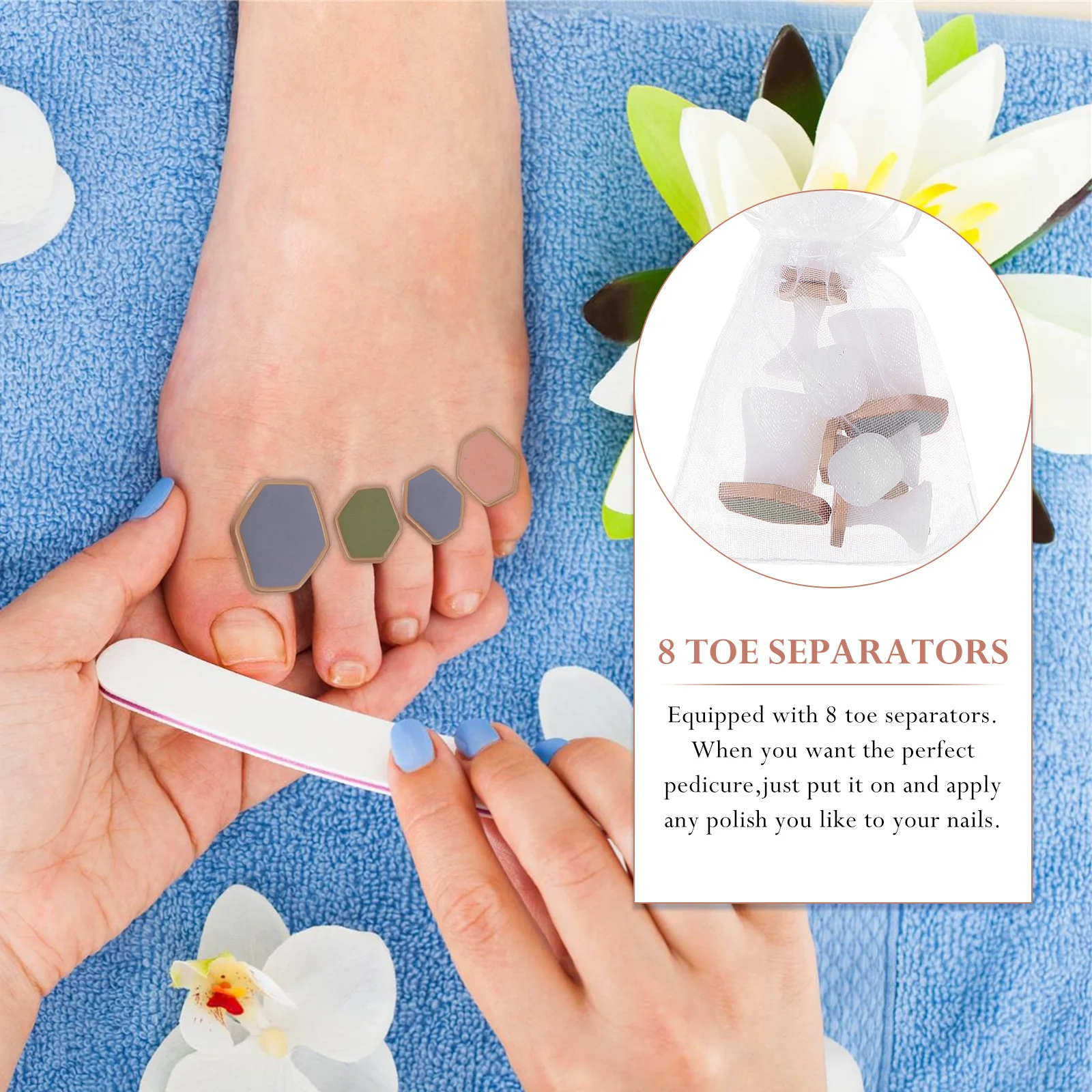 

8Pcs Silicone Pedicure Toe Dividers Toe Protection Nail Separator Soft Washable Reusable Tool Pedicure Tool Toenail Divider
