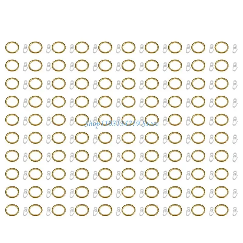 N5KC Metal Curtain Clip Rings with Rubber Insert and Hooks, 100-Piece Hardware Set for Smooth Opening, Closing, Hanging, and