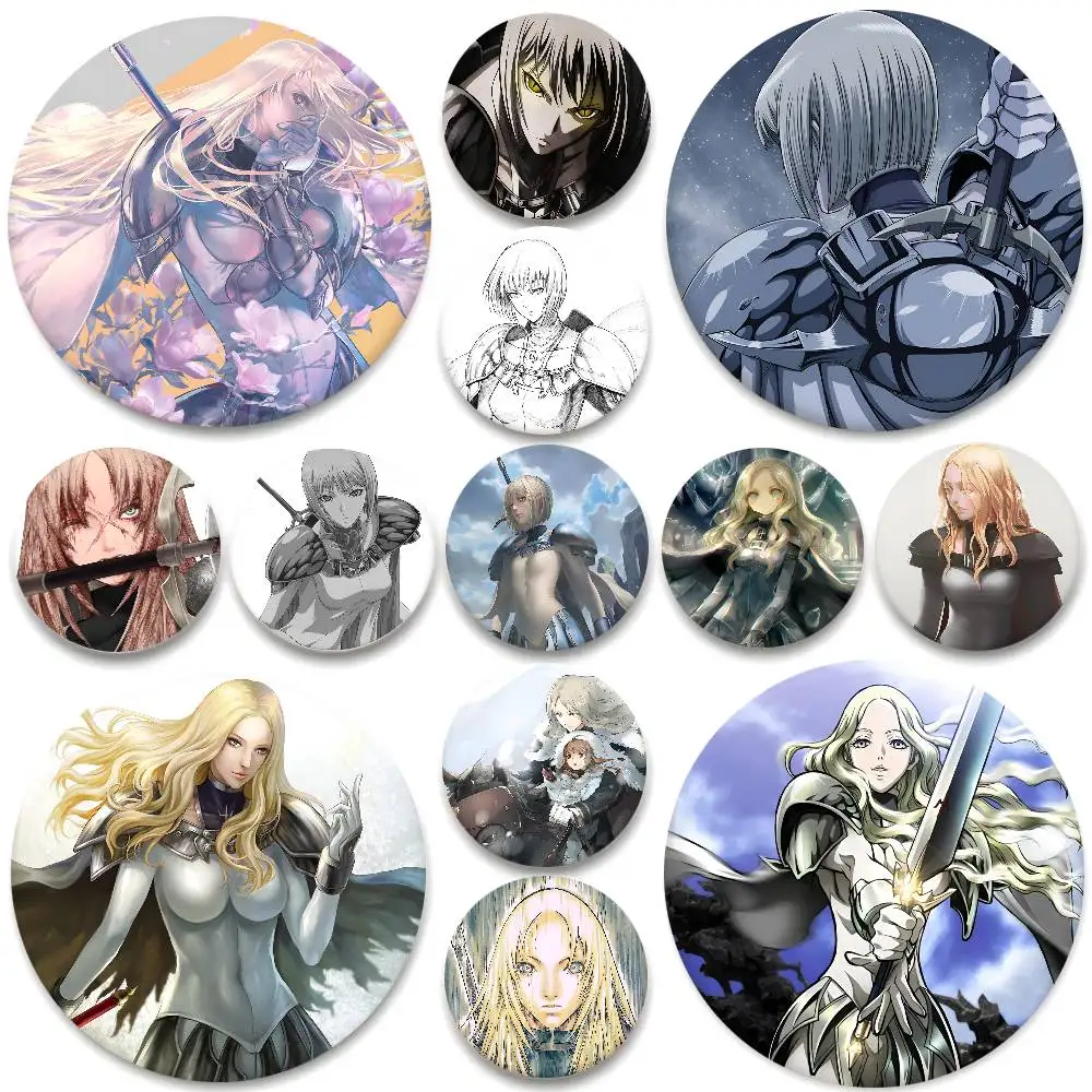 Anime Claymore Abzeichen Runde Abzeichen Weißblech Münze Brosche Kleidung Rucksack Zubehör Anstecknadel