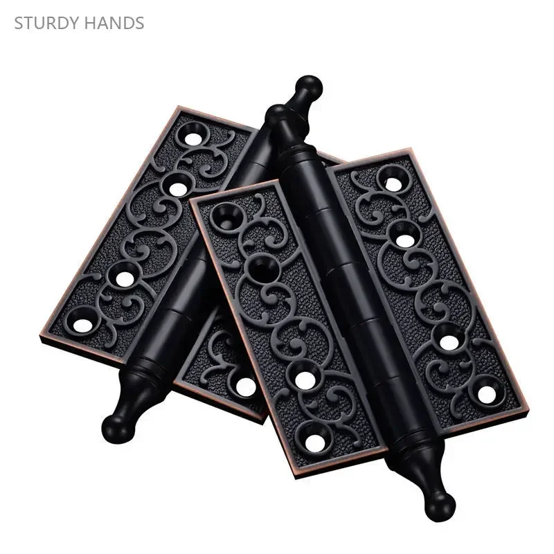 2 STUKS Messing Gesneden Scharnieren Huishoudelijke Hardware Accessoires Slot Accessoires Oude Stijl Deur en Raam Scharnieren Badkamer Deur Scharnier