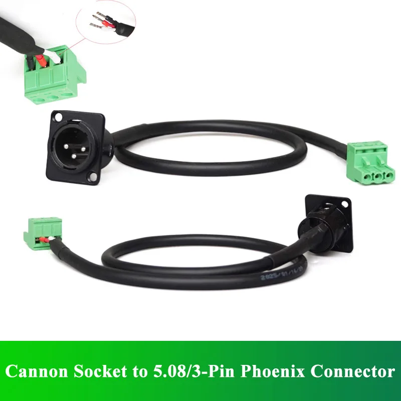 

D-type XLR to 5.08/3-pin Phoenix Terminal Cable for Audio Processor Disassembly Module PCB to XLR Male Female Connector Adapter