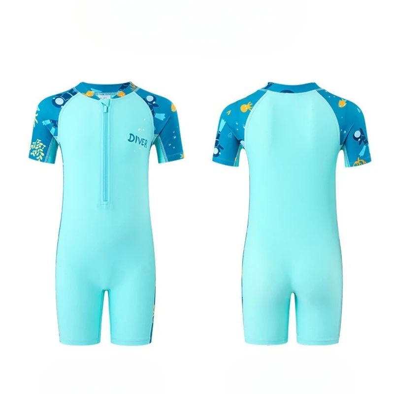 

Новый профессиональный детский слитный купальник для тренировок, летний, с защитой от солнца, для мальчиков, с коротким рукавом, быстросохнущий.