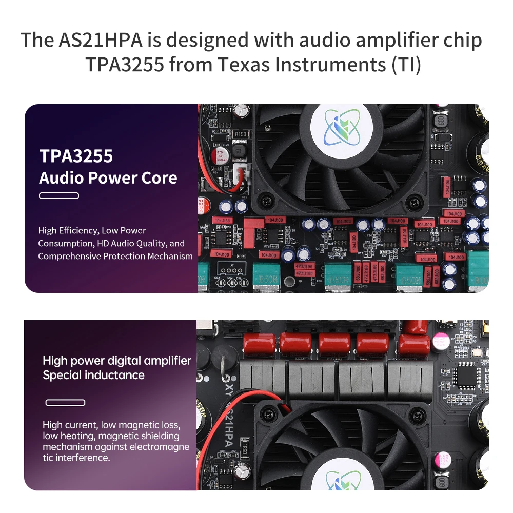 XY-AS21HPA 300W*2+600W Audio Amplifier Board High Power TPA3255 HiFi Sound Stereo Amplifier AMP Module 2.1 Channel Subwoofer