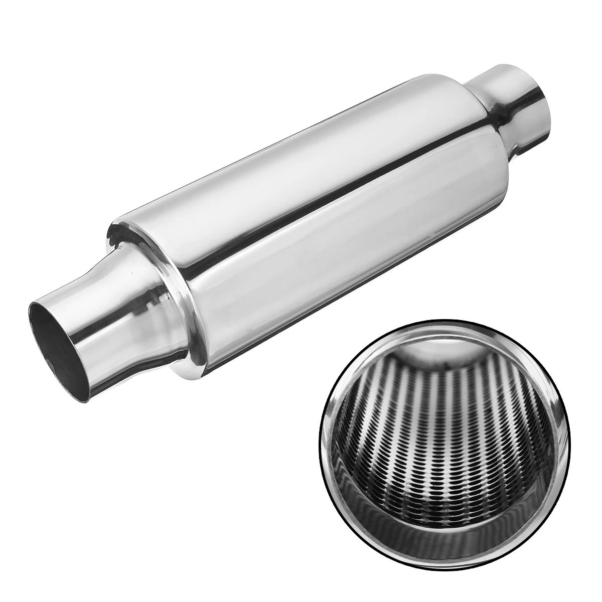 Résonateur universel pour silencieux, turbine de style de voiture en acier inoxydable argenté, 2 po, 2.25 po, 2.5 po, 3 po