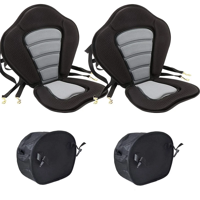 

2 Pack Marine Kayak Seat Padded Deluxe Canoe Seat Comfortable Backrest Support With Detachable Back Storage Bag