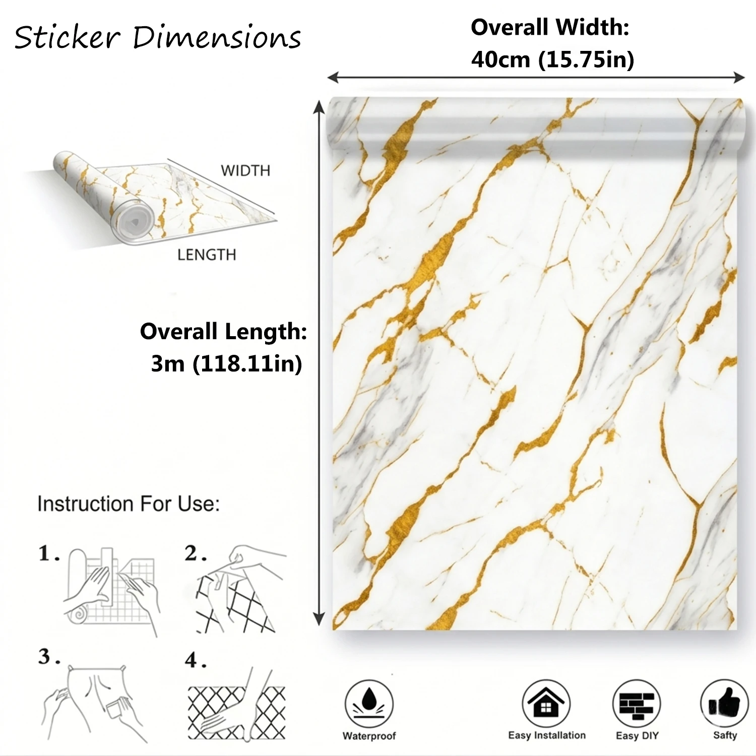 Marble Wallpaper PET IXPE 2mm Thick Peel and Stick Self Adhesive Wall Panels Home Decoration Modern