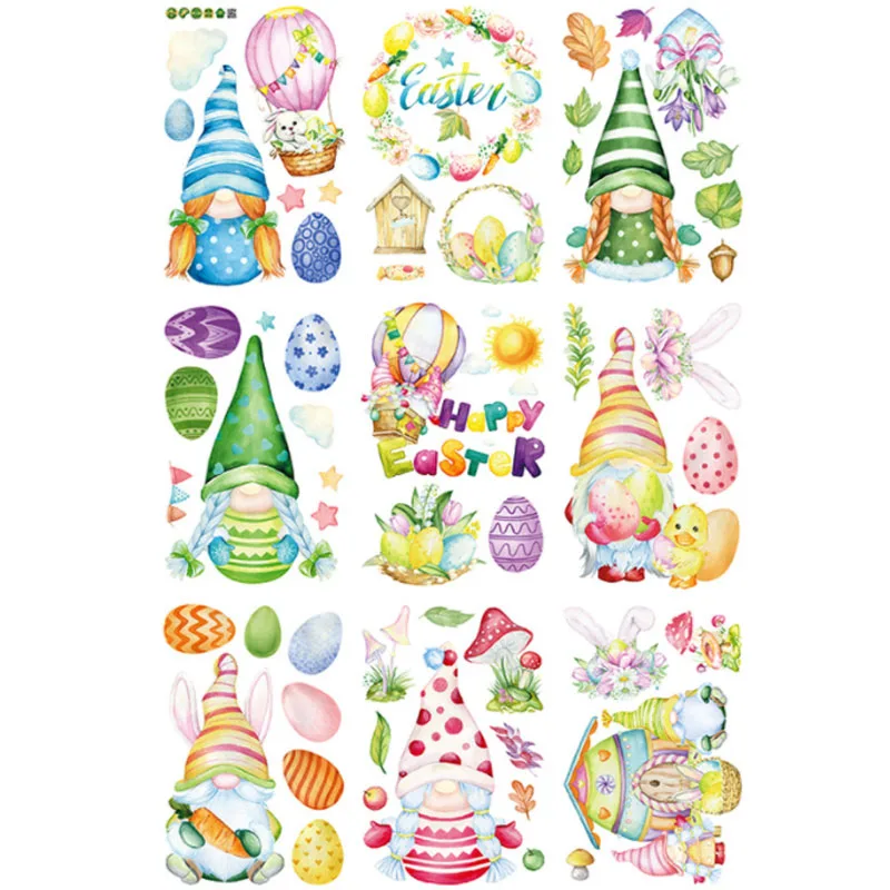 

Cartoon Easter Eggs Rabbit Wall Sticker Shop Window Glass Layout Electrostatic Decoration Sticker Moisture-proof Anti Fouling