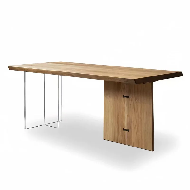 Picture 6: Wabi Sand Wind Log Table and Chair Combination Office Household All Solid Wood Workbench Large Board Table Solid Wood
