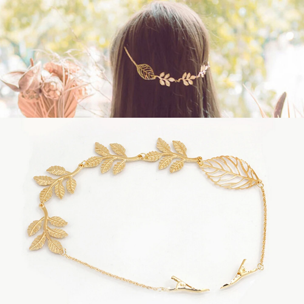 

Elegant Flowing Tassel Hair Band Free Size Bridal Wedding Headband Gold Back Hanging Chain Clip Party Anniversary Hair