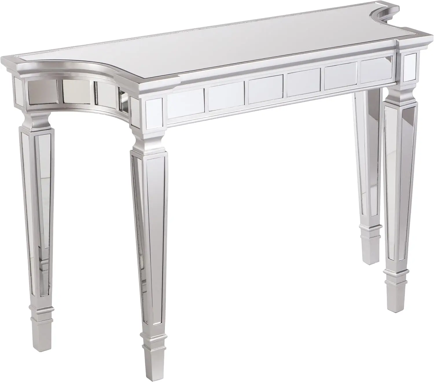 Glenview Mirrored Matte Silver Trim Console Table, 16 in x 45 in x 30 in