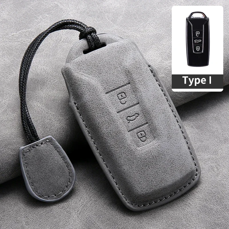 Car Key Case Cover for VW Volkswagen Touareg 2019 2020 2021 2022 2023 Leather Car Key Protection Shell