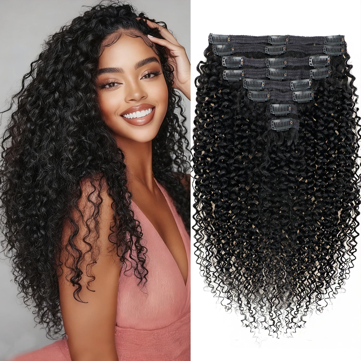 

Накладные волосы Water Wave на заколках, натуральные человеческие волосы, глубокие кудри, для женщин, 8 шт., 120 г, бразильские волосы Remy