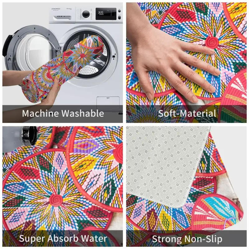 Ethiopian Habesha Art Doormat Anti-Slip Kitchen Bath Mat Toilet Floor Door Entrance Carpet Rug