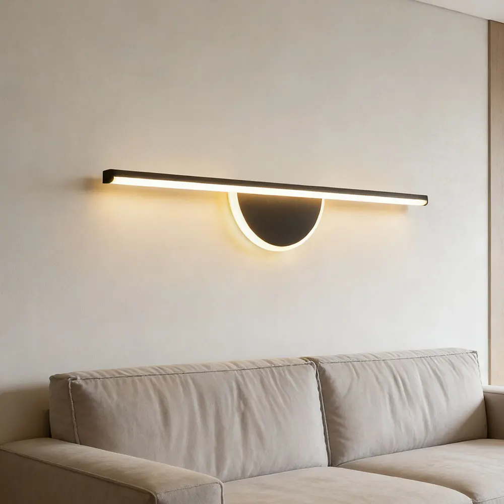 Applique murale LED moderne à longue bande, avec Grain de bois, pour miroir avant, chambre à coucher, salon, salle à manger, entrée, salle de bain, applique intérieure