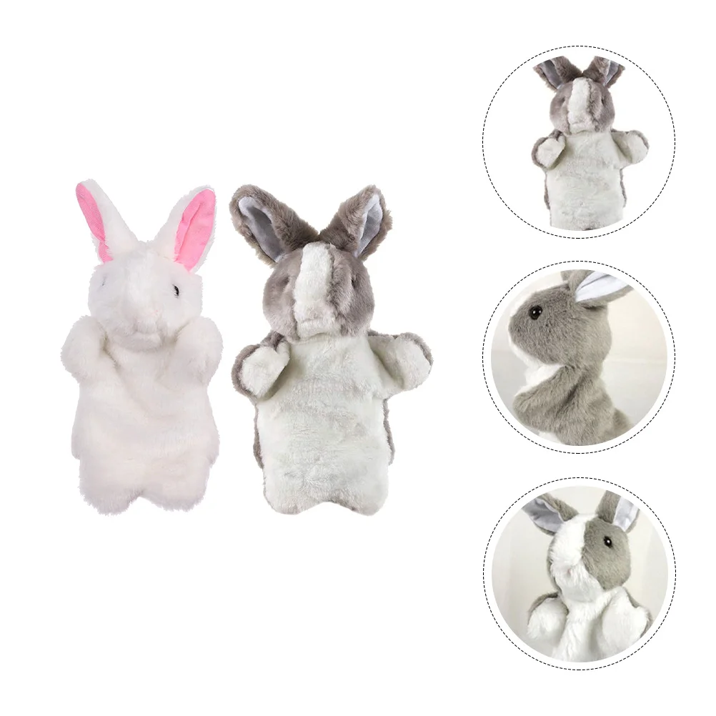 Marionnette à main lapin pour bébé, jouets parent-enfant, peluche lapin pour enfants, coule, 2 pièces