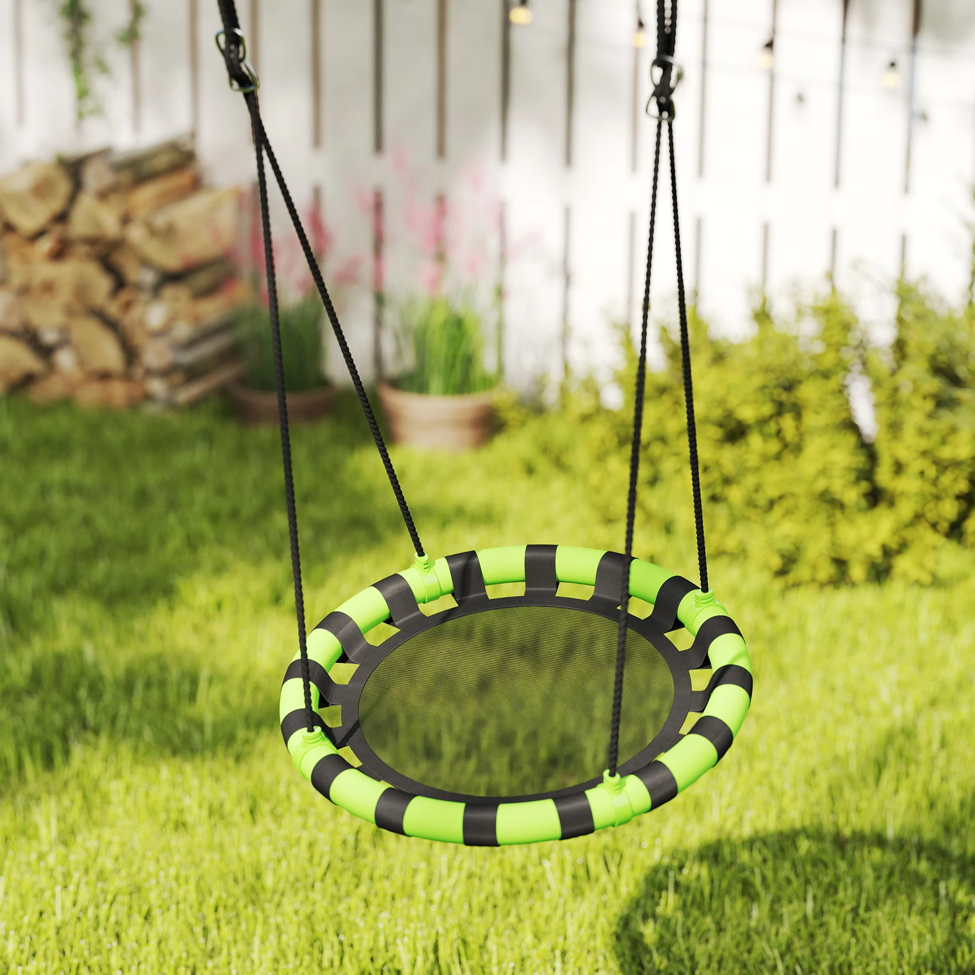 AIYAPLAY Kid Nest Swing Seat, 60cm Diameter Round Saucer Swing Set, Black