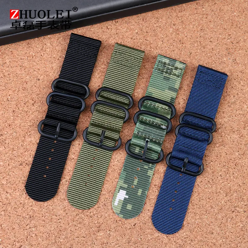 Nylon watchband ultra thin soft breathable Large size strap 22mm 23 24mm 26mm Army green blue camouflage Bracelet Men wristband