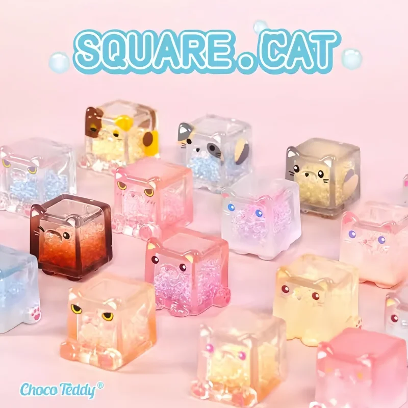 

Коллекционная мини-фигурка кота из серии Square Cat Ice Cool: милый кавайный кот, игрушка-сюрприз, декор для комнаты, подарок