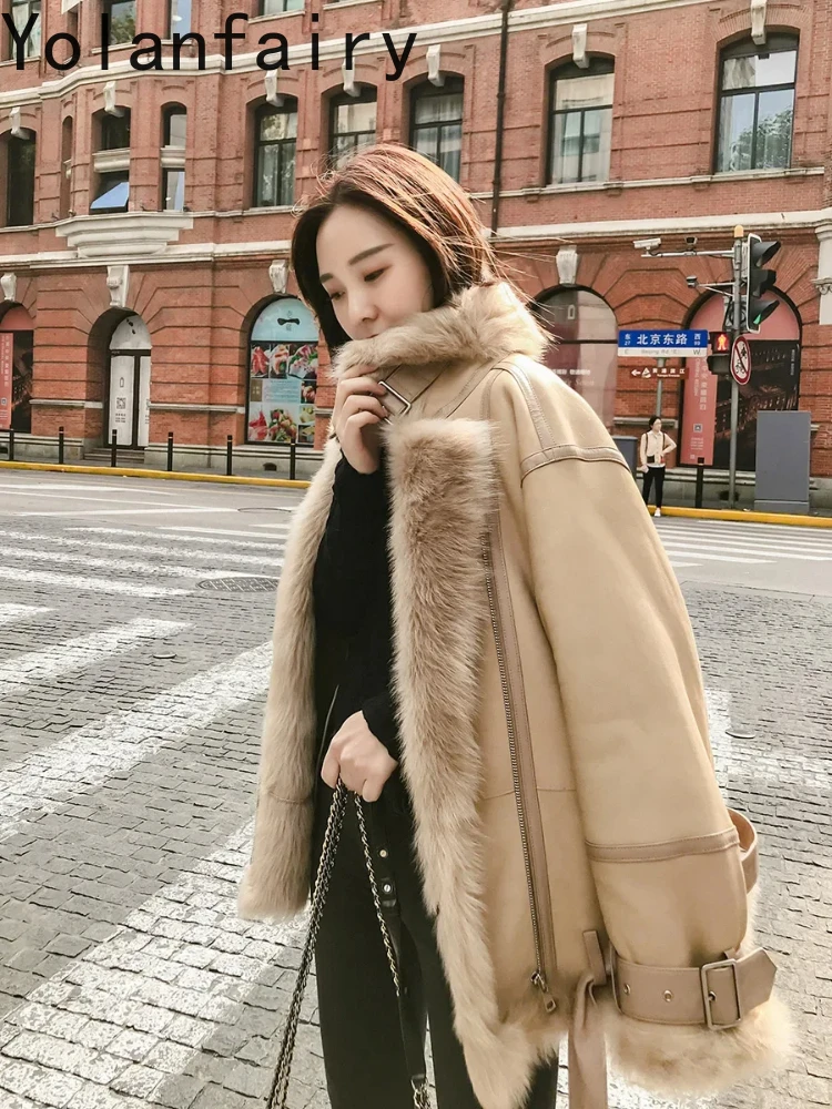 Moda wysokiej jakości kurtka skórzana z prawdziwą wełną kurtki Oversized dla kobiet 2024 prawdziwe futro damskie Roupas Femeninas Zjt445