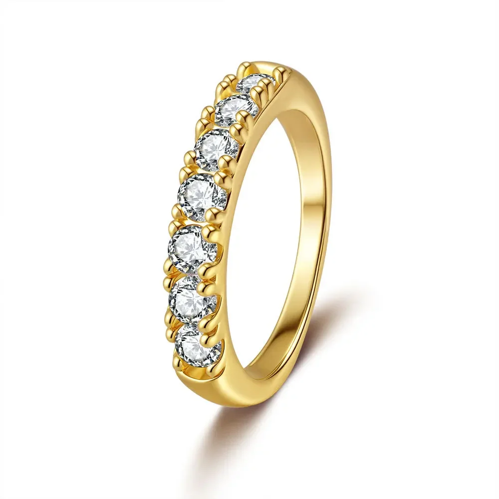 Luxury 100% Real 18k Gold Single Row Diamond Ring Women's Moissanite Engagement Ring