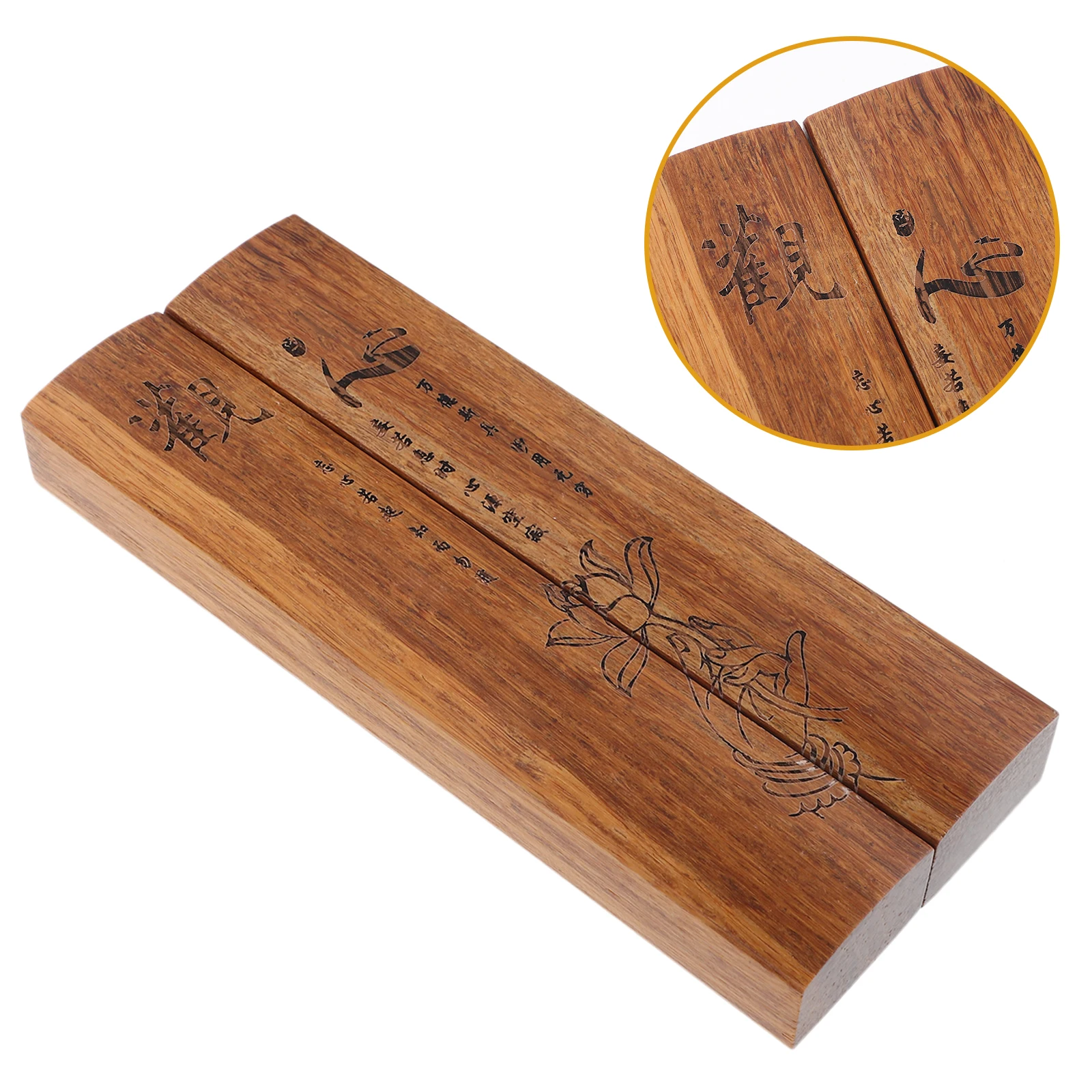 

2pcs Wood Paperweight Calligraphy Weight Rectangular Sturdy Decorative Office Vintage Chinese Practice Tool Gift For Writing