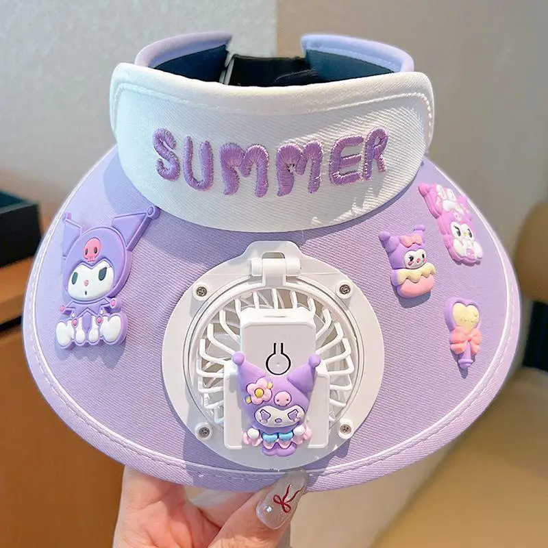 

Sanrio Summer Fan Cap Kuromi Anime Cartoon Student Children Cinnamoroll Mini Fan Outdoors Lovers Gift Cute Mini Fan Kawaii