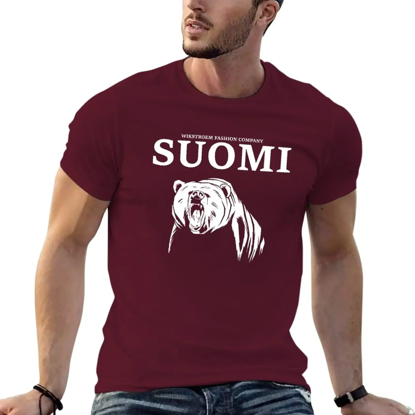 Boys whites blacks sweat shirt tees mens t shirts casual stylish Wikstroem Finland Suomi Bear T-Shirt men clothing harajuku TOPS