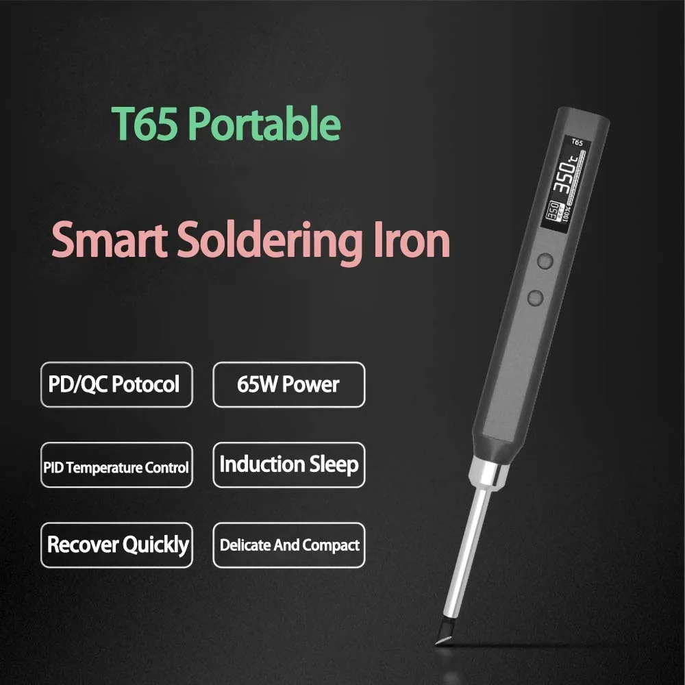 T65 Smart Electric Soldering Iron - Portable, Mini, and Precise, with Digital Display and Constant Temperature Control