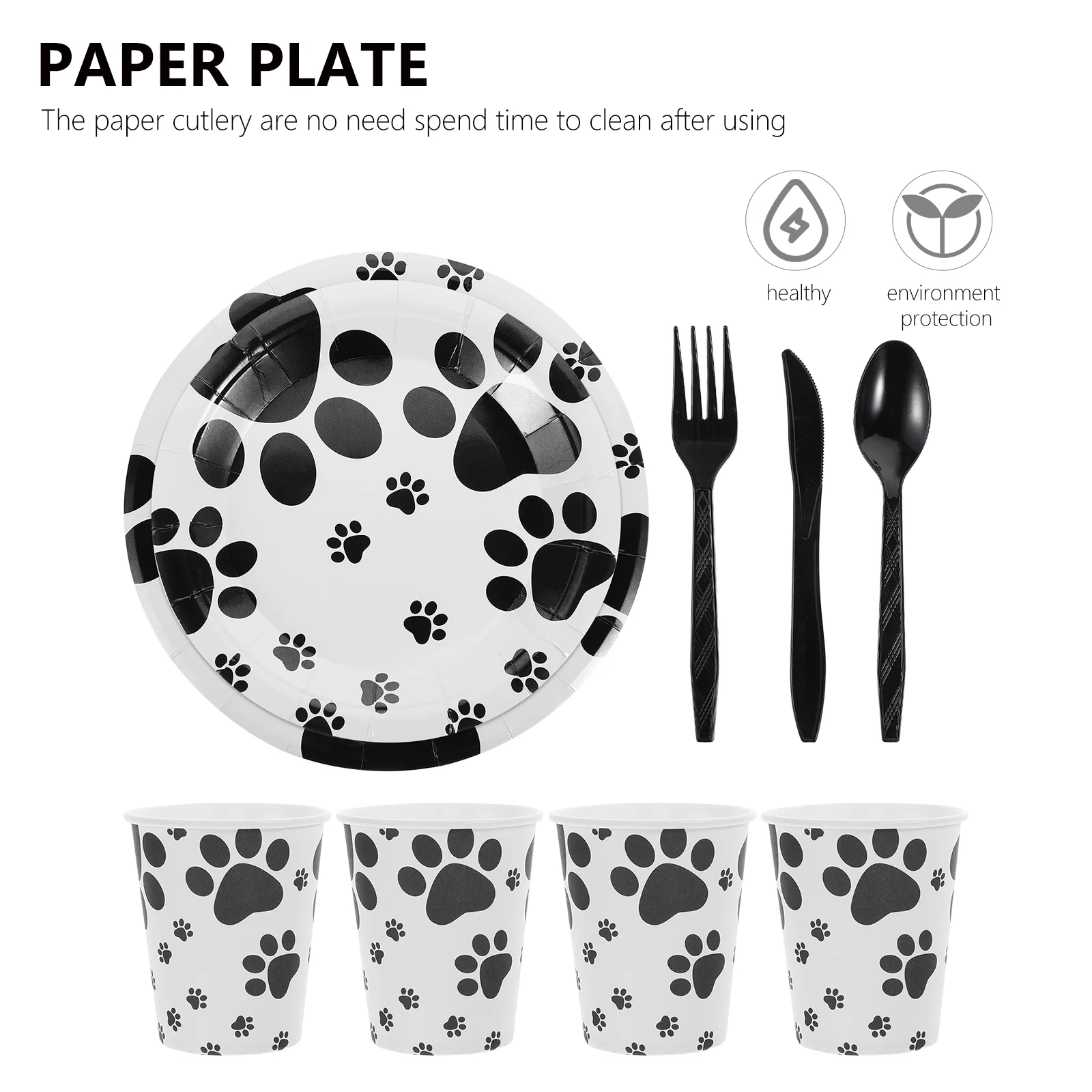 Pet Party Arrangement Paper Plate Flatware Tableware Pull The Flag Dog Paw Supplies Plates Birthday