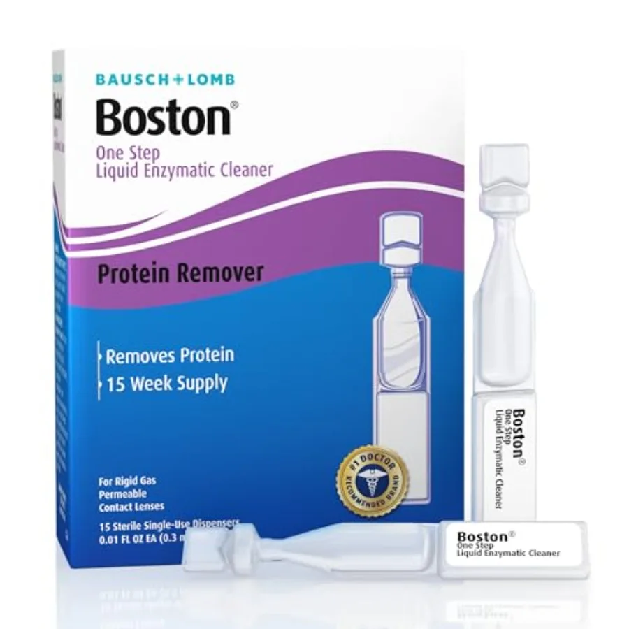 Limpiador Enzimático Líquido Boston One Step, Removedor de Proteínas Sin Conservantes para Lentes RGP Rígidas y Permeables a los Gases, Estéril de Un Solo Uso