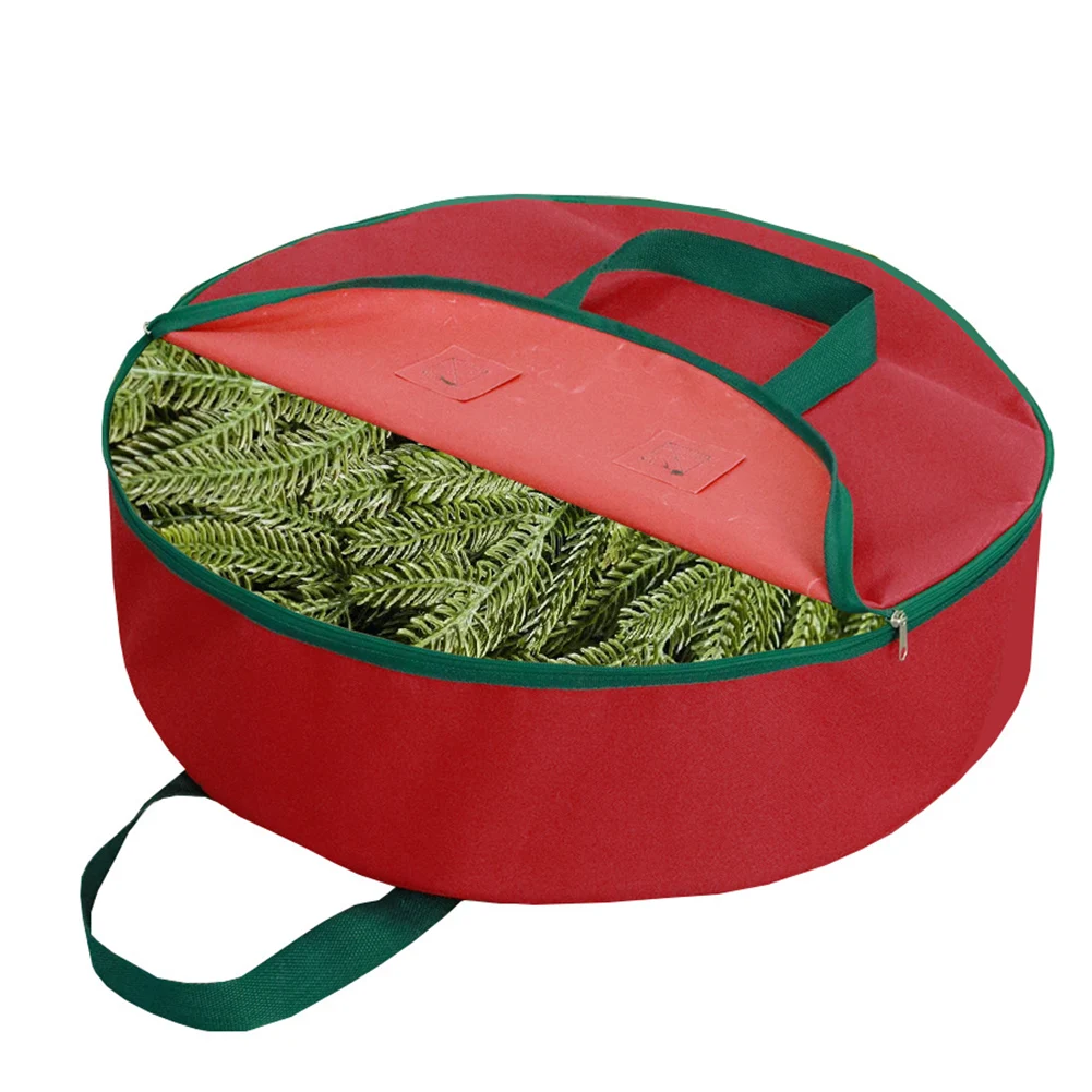 Christmas Wreath Storage Bag Garland Wreaths Container With Handles 600D Oxford Polyester For Home Wreath Storage Organizer Box
