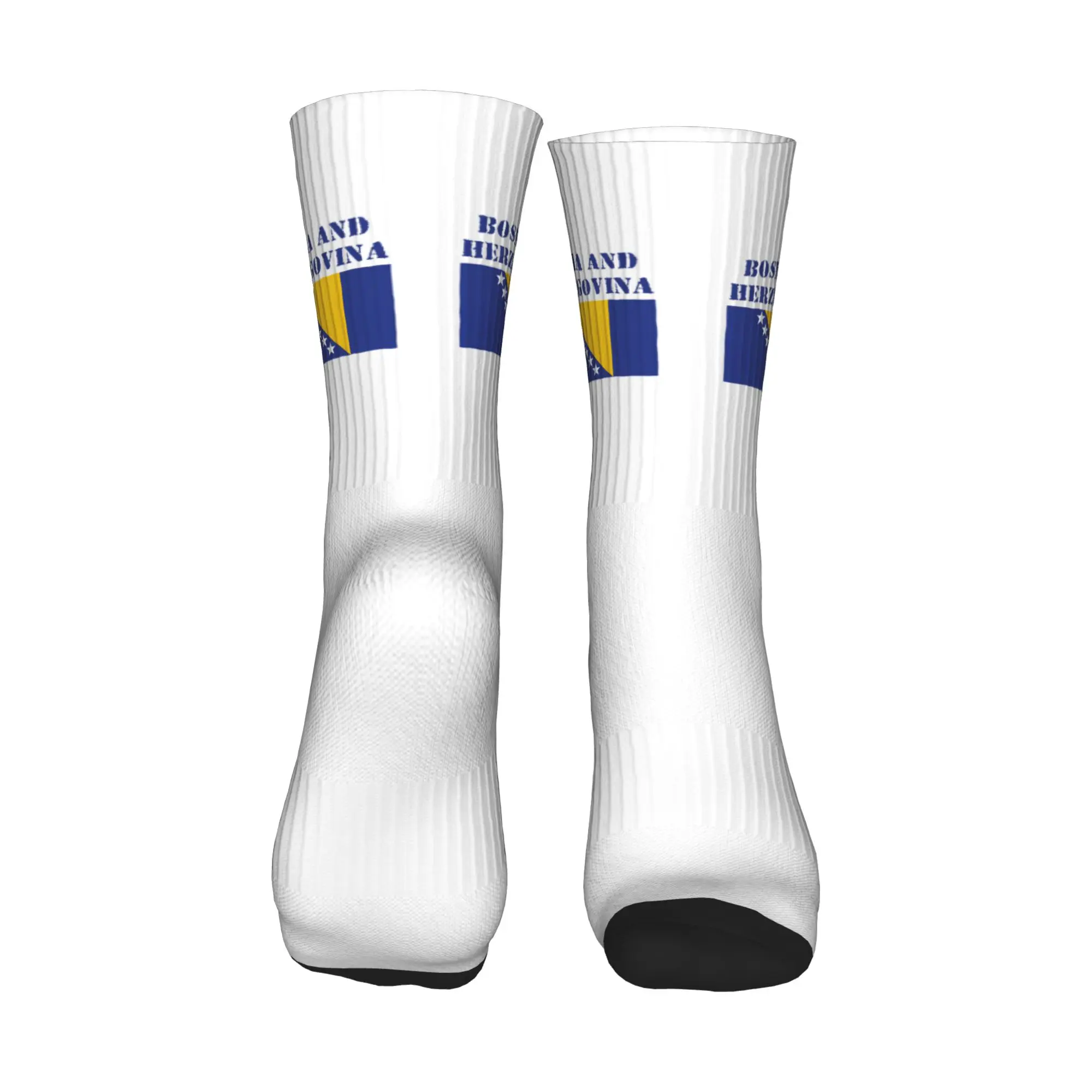 Novelty Mens Bosnia and Herzegovina Flag Dress Socks Unisex Warm Breathbale 3D Printing  Crew Socks